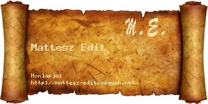 Mattesz Edit névjegykártya